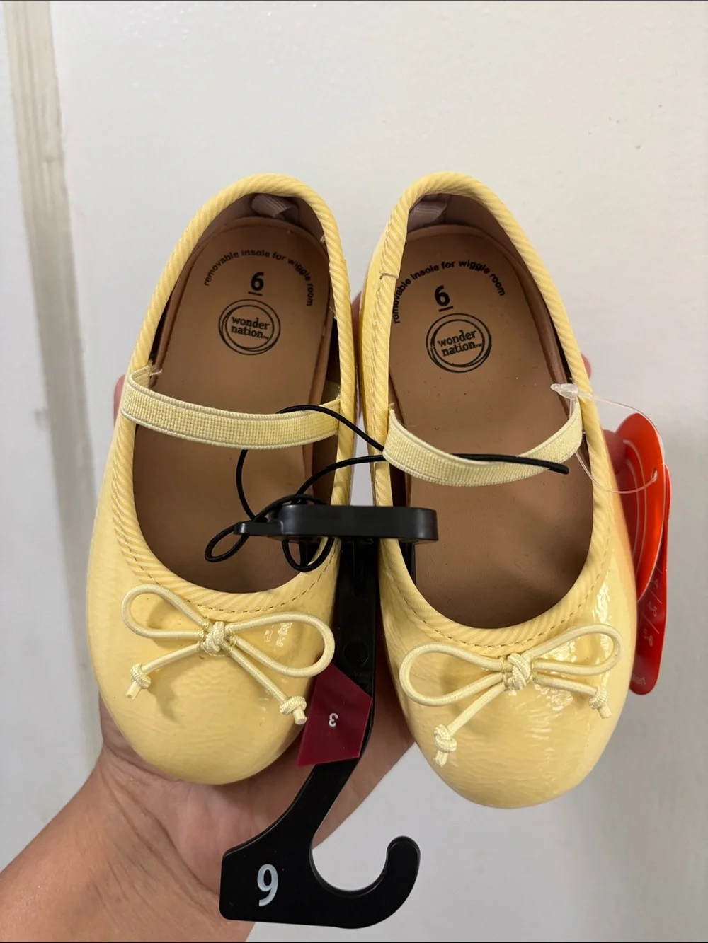 wonder nation Yellow Patent Mary Jane Flats with Bow Accent